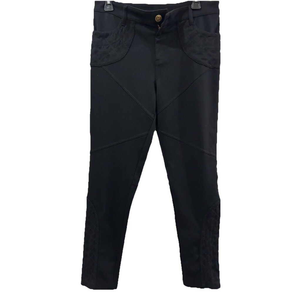 FREE PEOPLE Size 31 Pants Black bird button stretch skinny Legs pockets